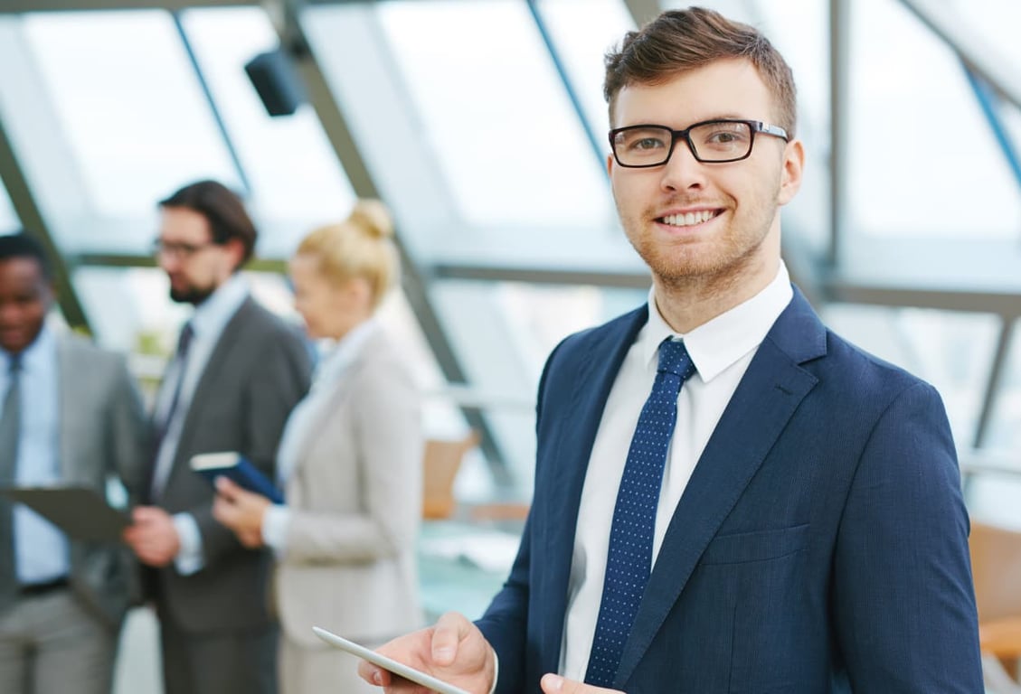traditional employee smiling