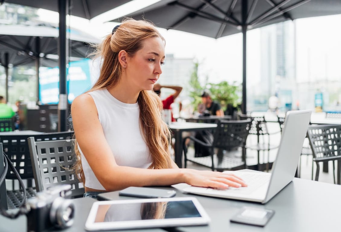 virtual assistant working on her laptop