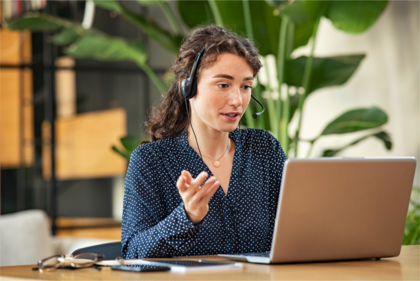 woman doing telework via Zoom
