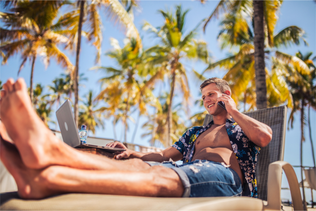 remote worker calling from his phone