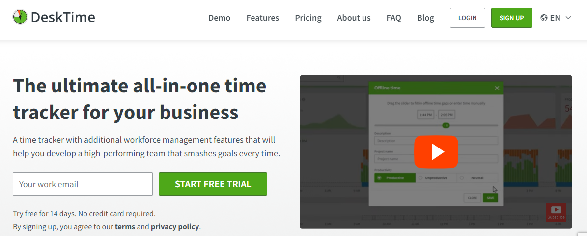 DeskTime website