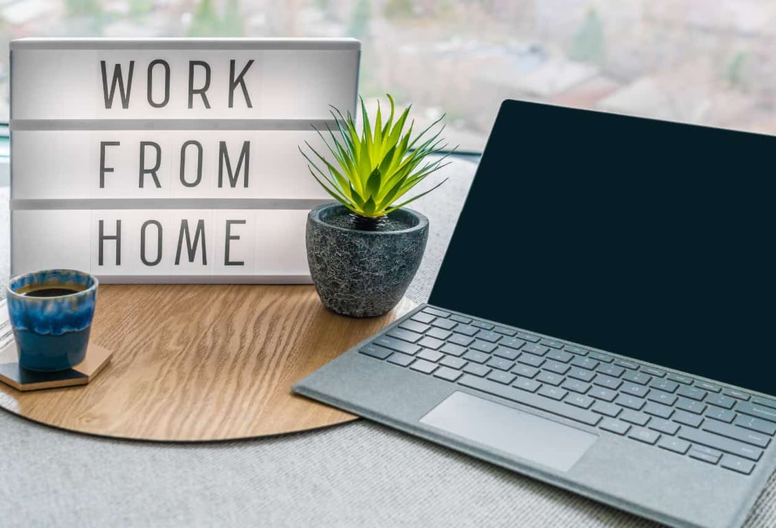 work from home setup of a virtual assistant