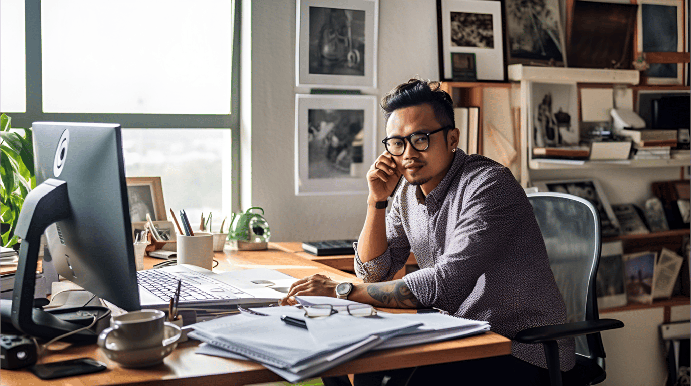 Remote Graphic Designer in a workplace