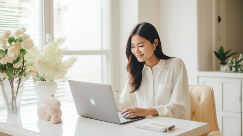 an employee working remotely