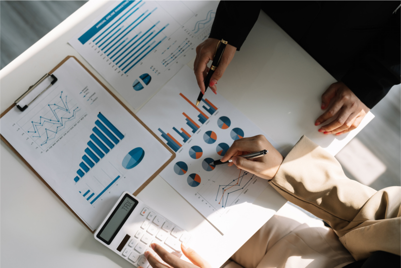 Financial accounting analytics, diagram, accountant