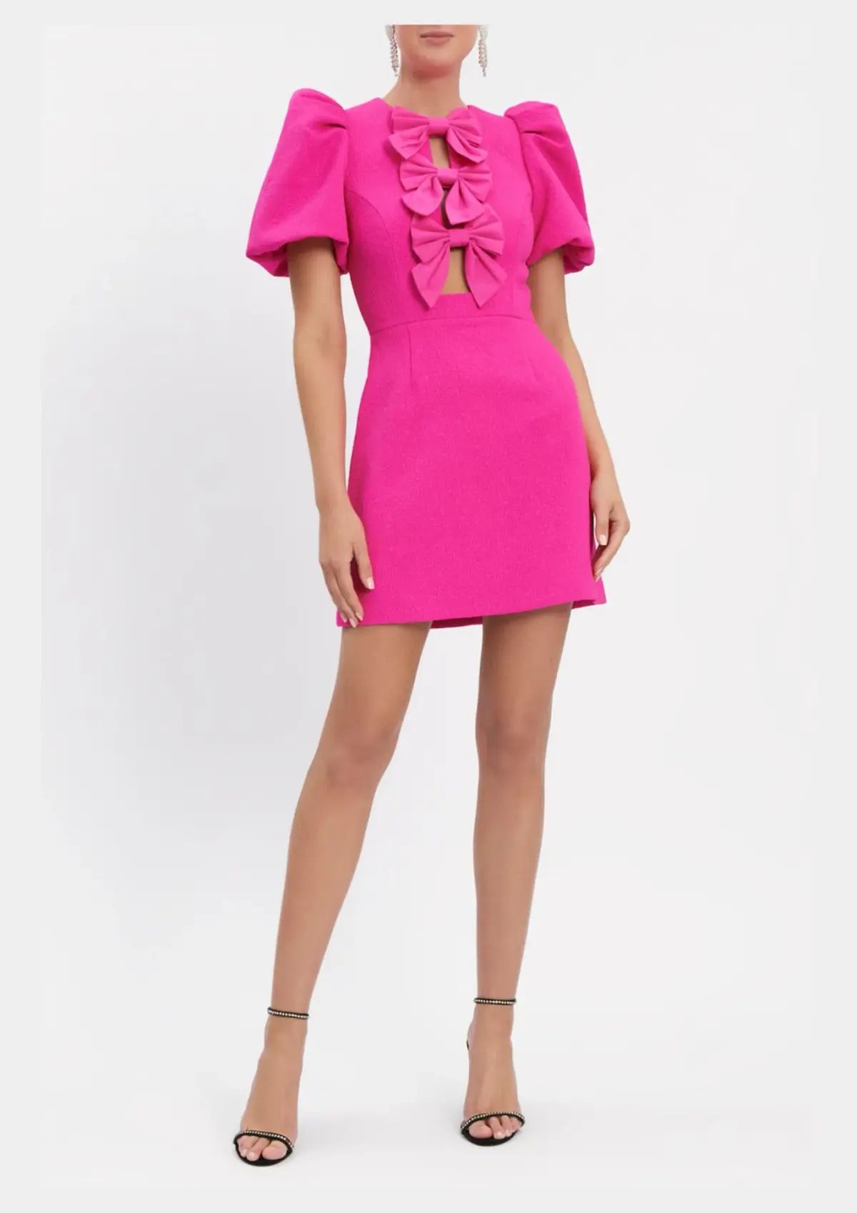 Rebecca Vallance Cecily Bow Trimmed Mini Dress Pink Size 12 photo 2
