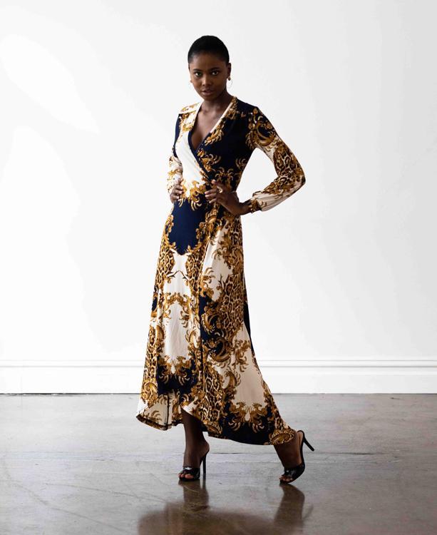 Mónica The Label Baroque Print Wrap Dress Size 12 photo 2