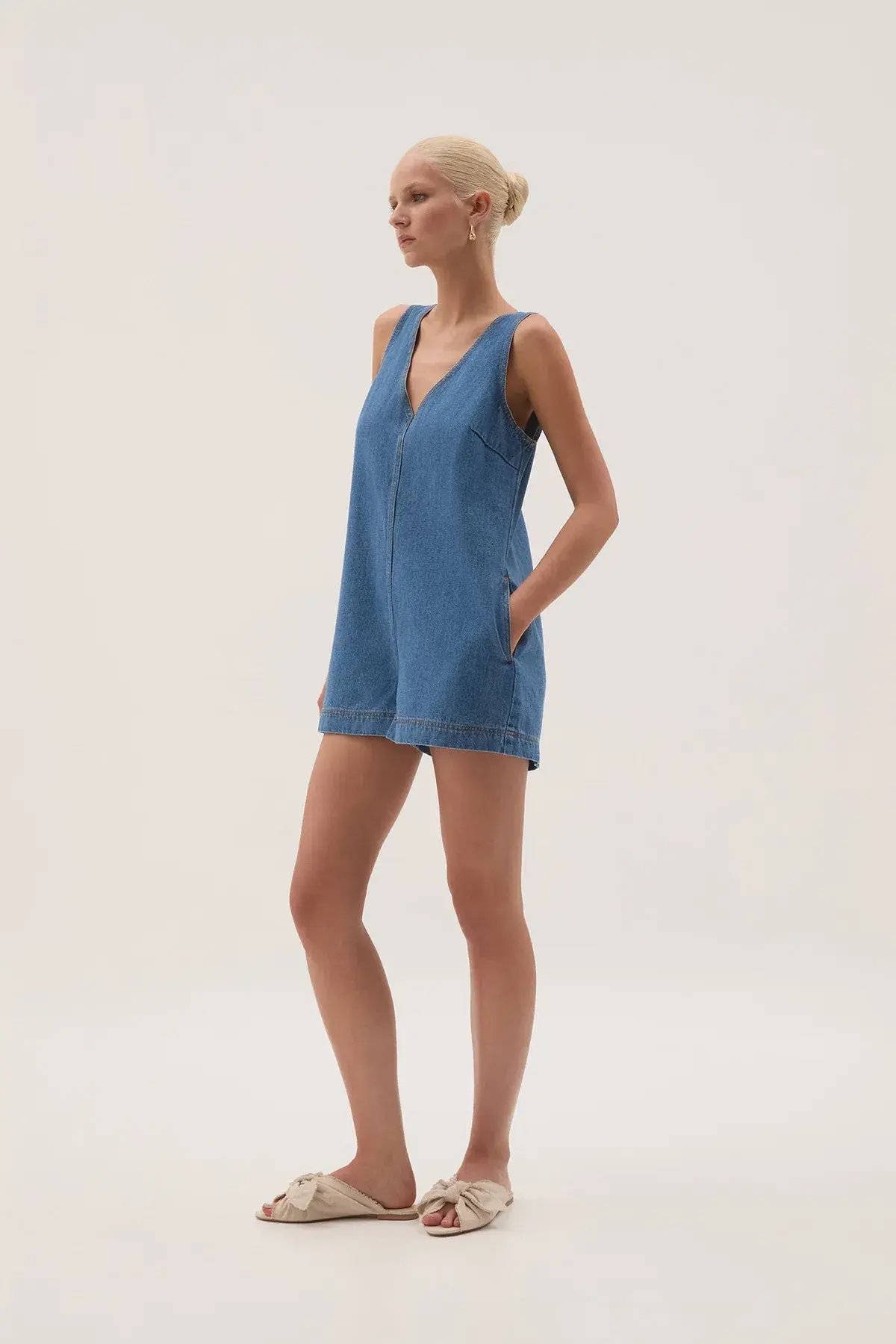Aje Sunray Denim Playsuit Blue Size 10 photo 3