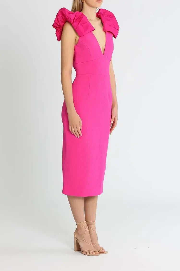 Rebecca Vallance Cupid's Bow Midi Fuschia Pink Size 14 photo 2