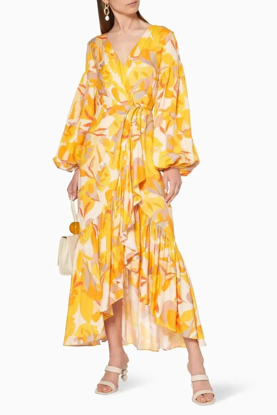 Acler Gallion Midi Dress Yellow Orange Size 10 photo 2