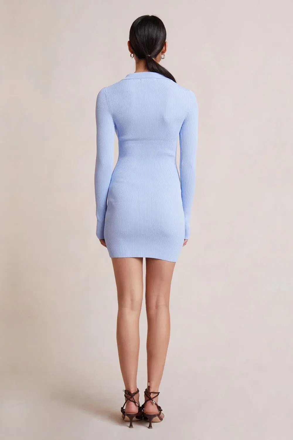 Bec & Bridge Harper Knit Mini Dress Sky Blue Size 6 / AU 10 photo 3
