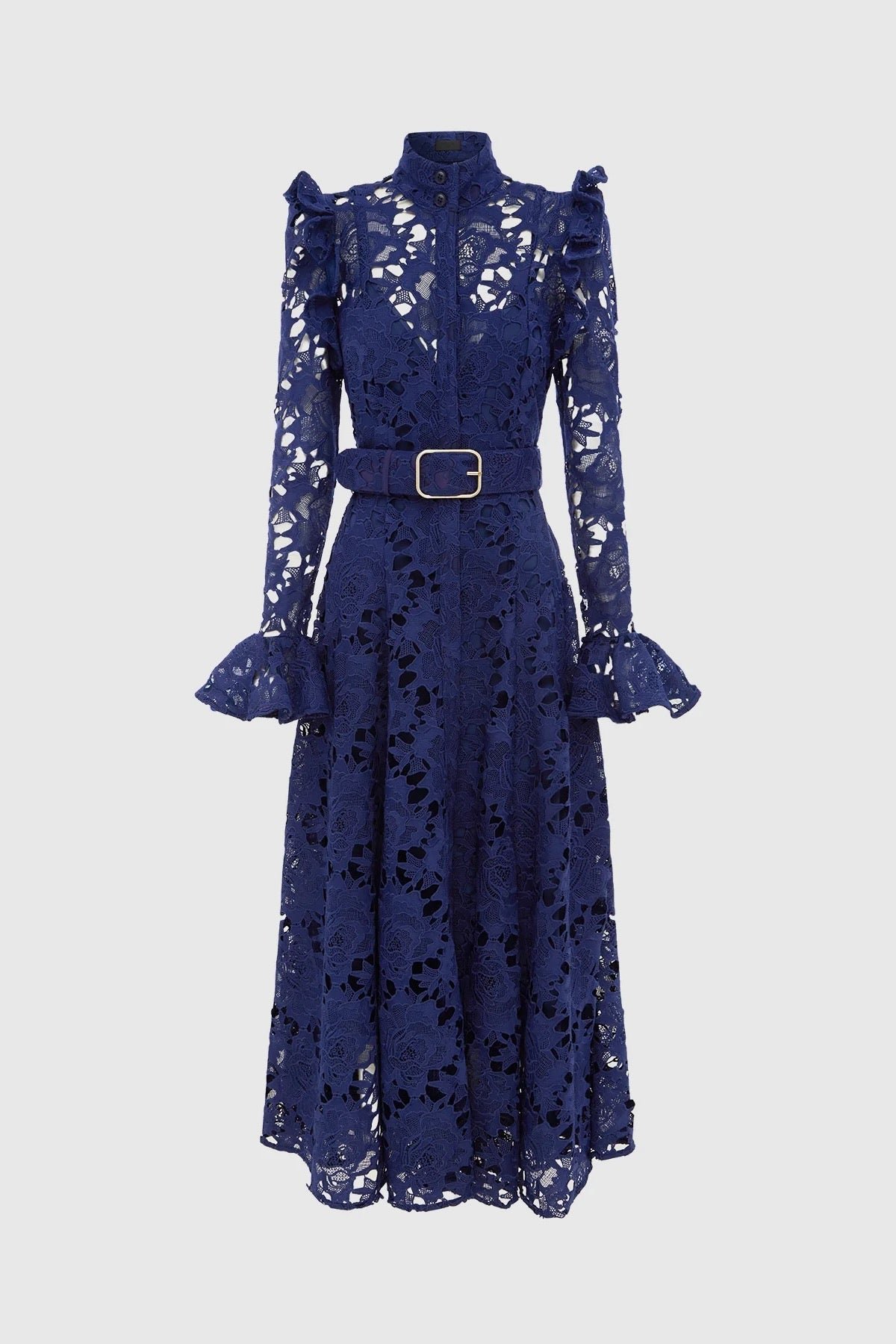 LEO LIN ALIYAH LACE BUTTERFLY SLEEVE MIDI DRESS - OXFORD BLUE photo 6