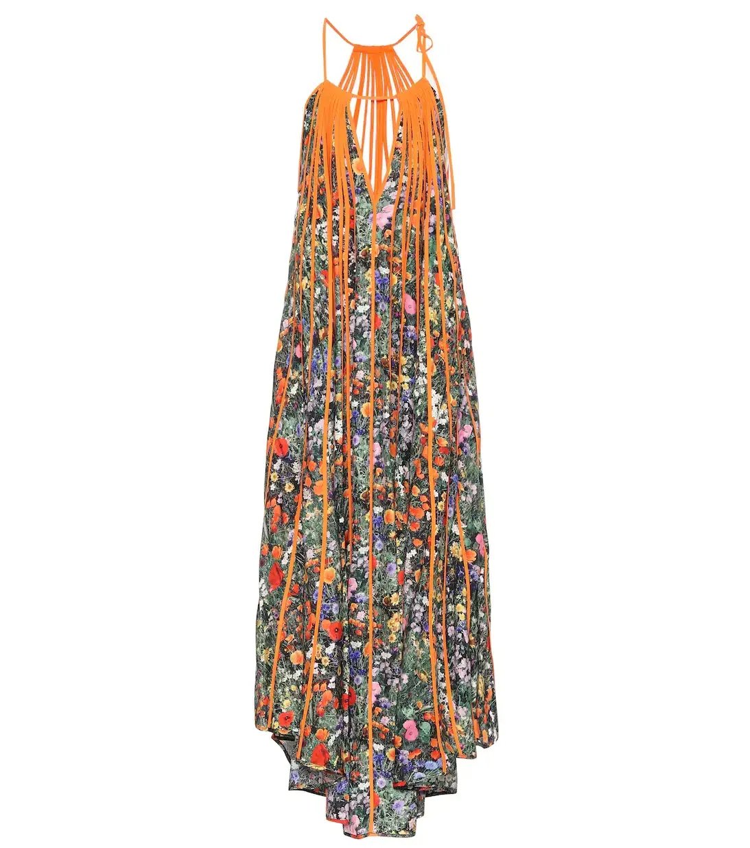 Stella McCartney Klara Floral Pleated Silk Maxi Dress Multi Size 8 photo 6