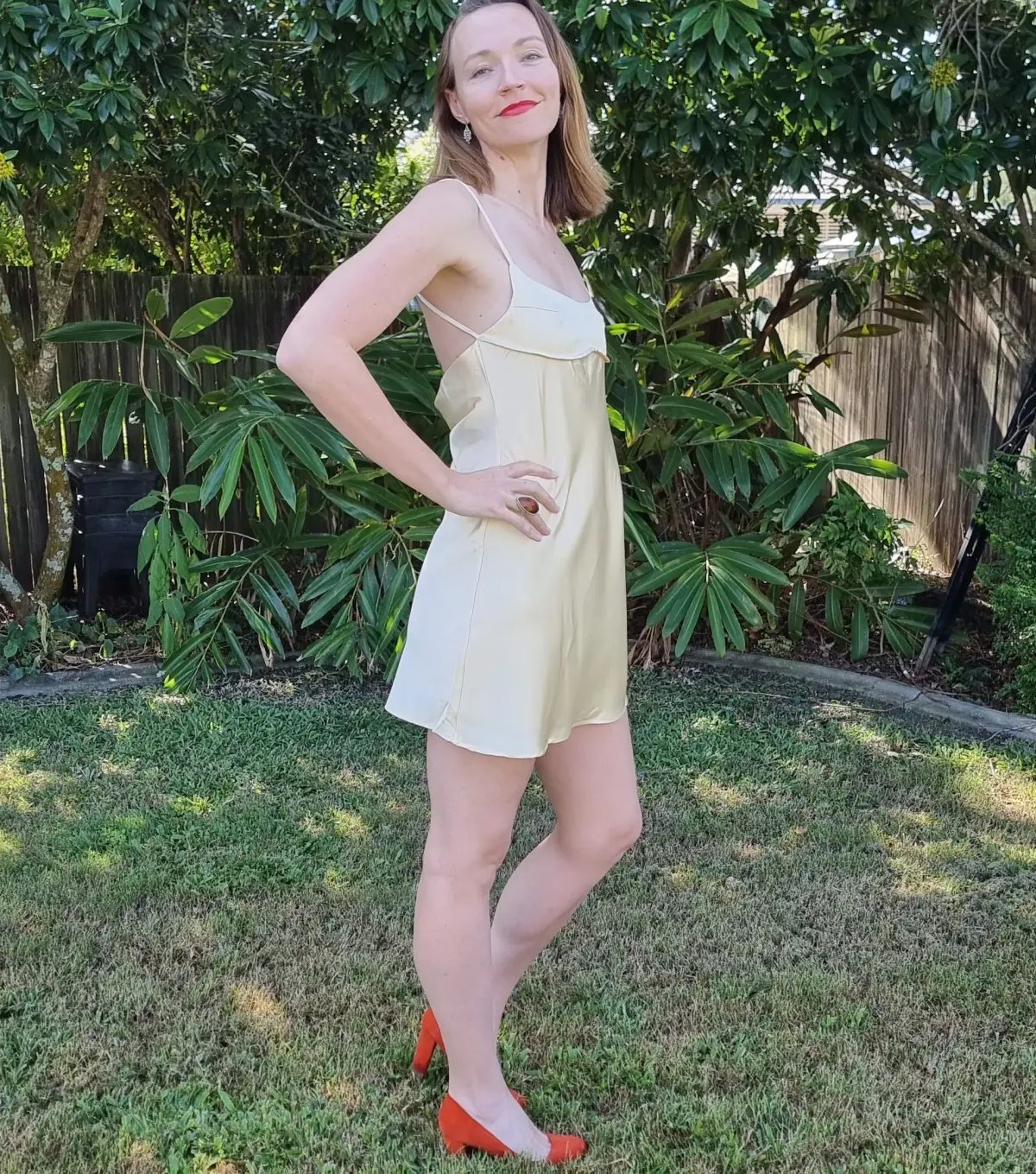Dissh Greta Satin Mini Dress in Soft Yellow Size 12 photo 4