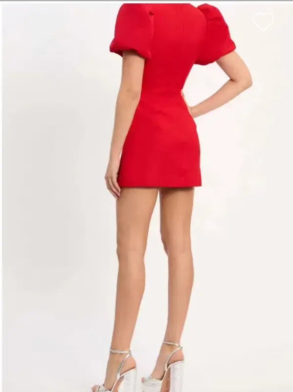 Rebecca Vallance Chiara Puff Sleeve Mini Dress Red Size 12 photo 5