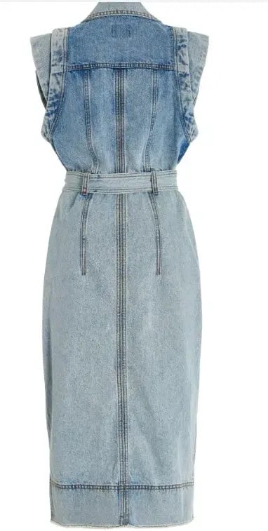 Aje Belmond Belted Denim Midi Dress Blue Size 10 photo 3