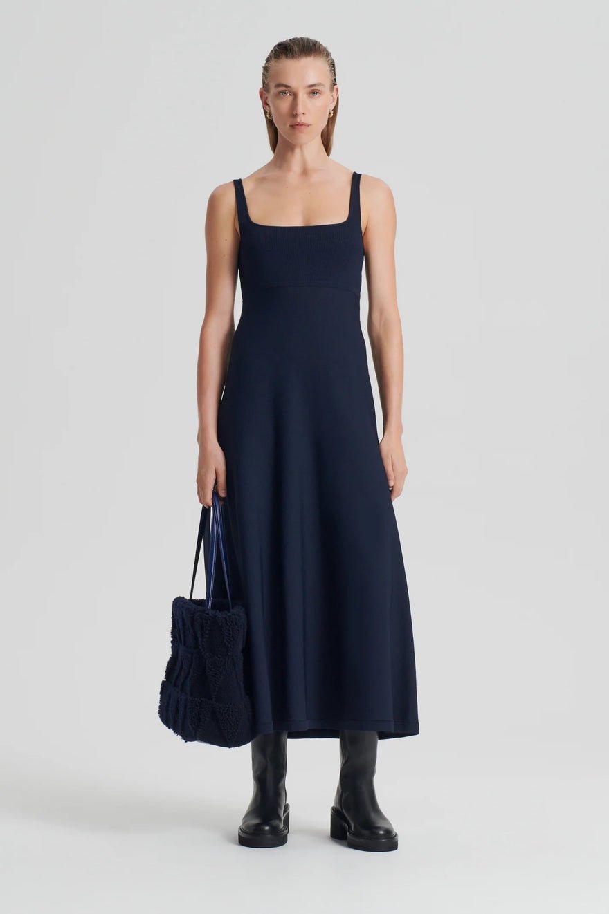 Scanlan Theodore Crepe Knit Square Neck Dress - Navy photo 2
