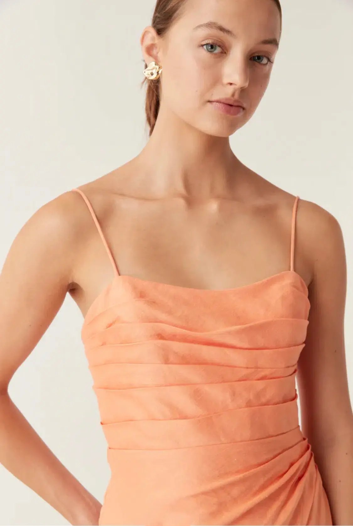 Aje Clarice Draped Maxi Dress Sunset Orange Size 8 photo 4