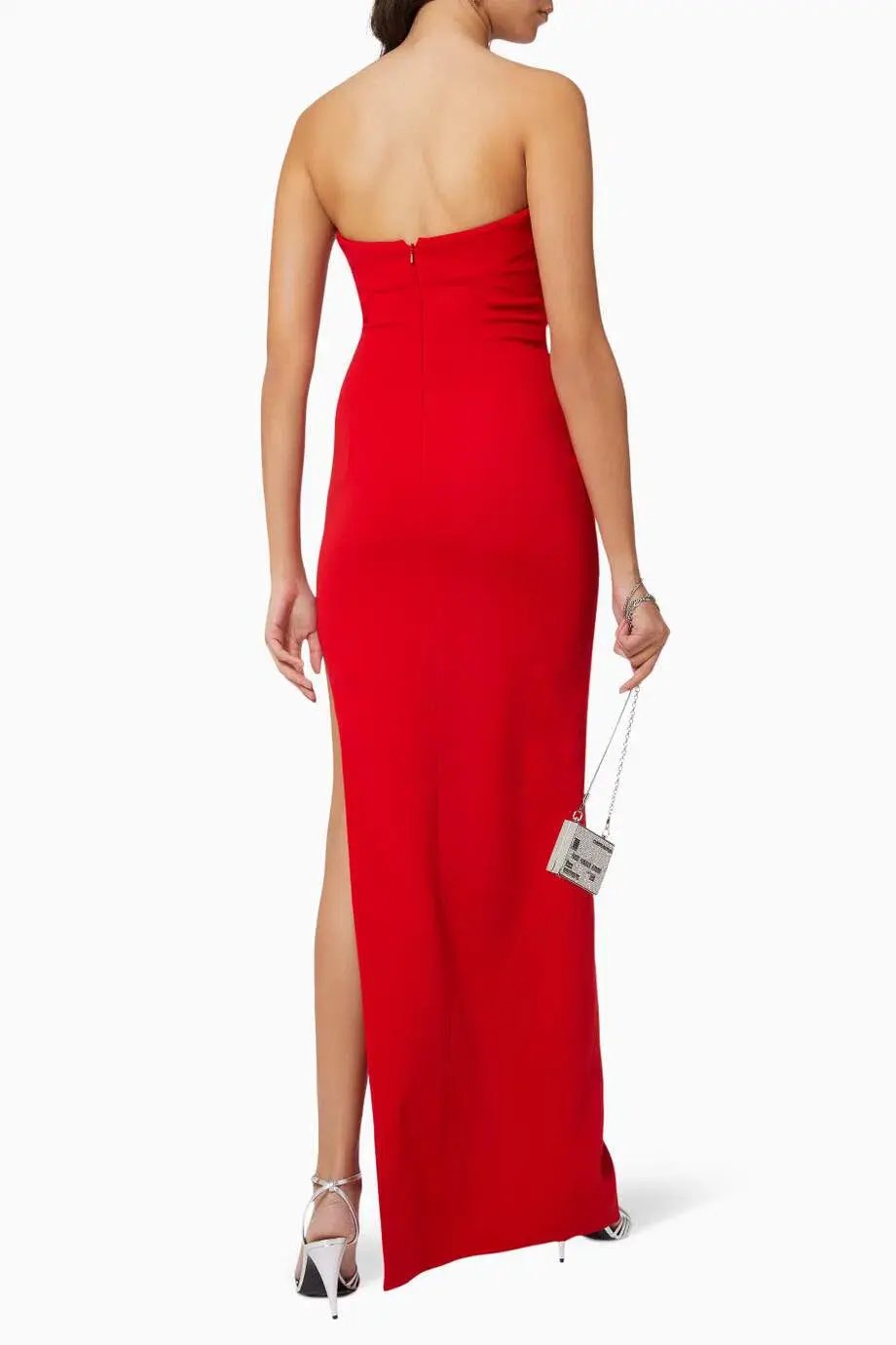 Monot Strapless Side-Slit Crepe Gown Red Size 6 photo 3