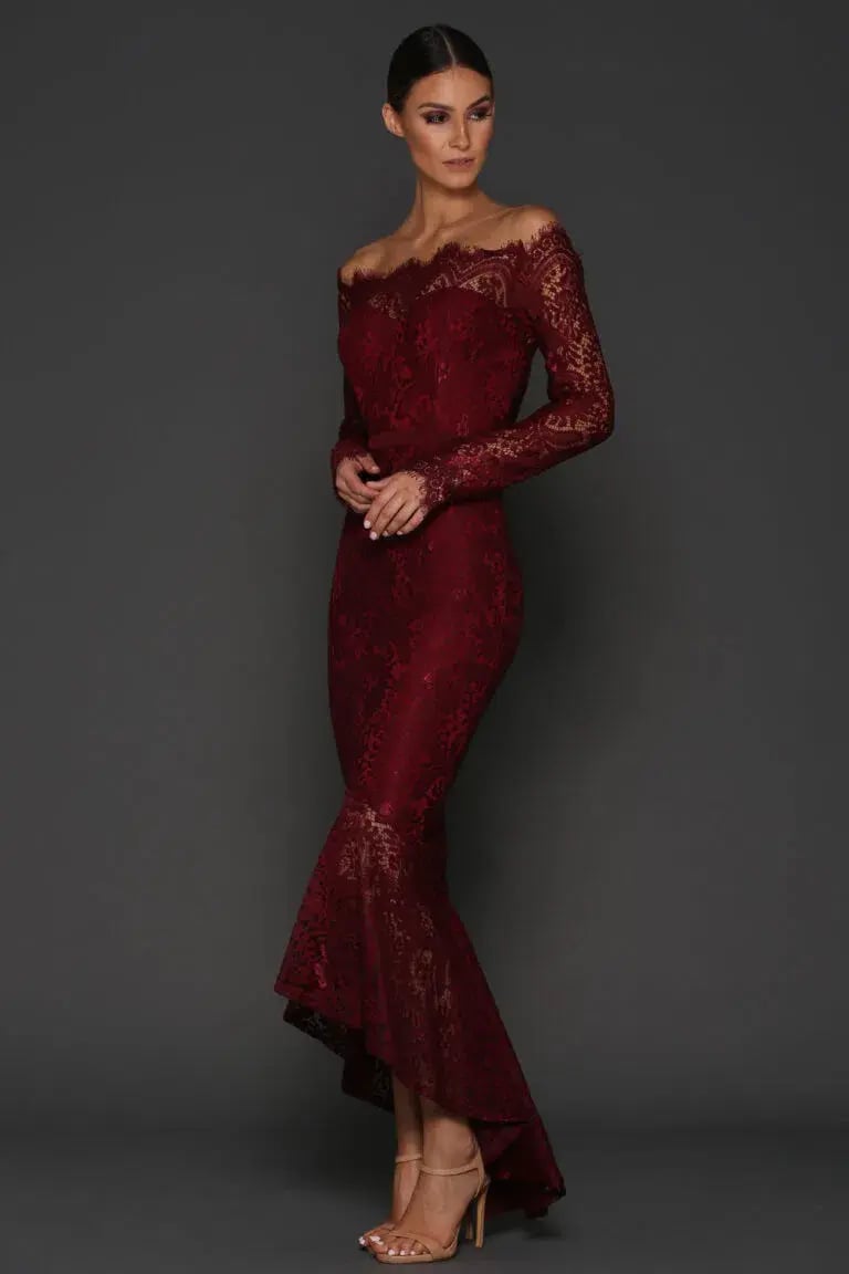 Elle Zeitoune Marchesa Dress Burgundy Size 10 photo 2