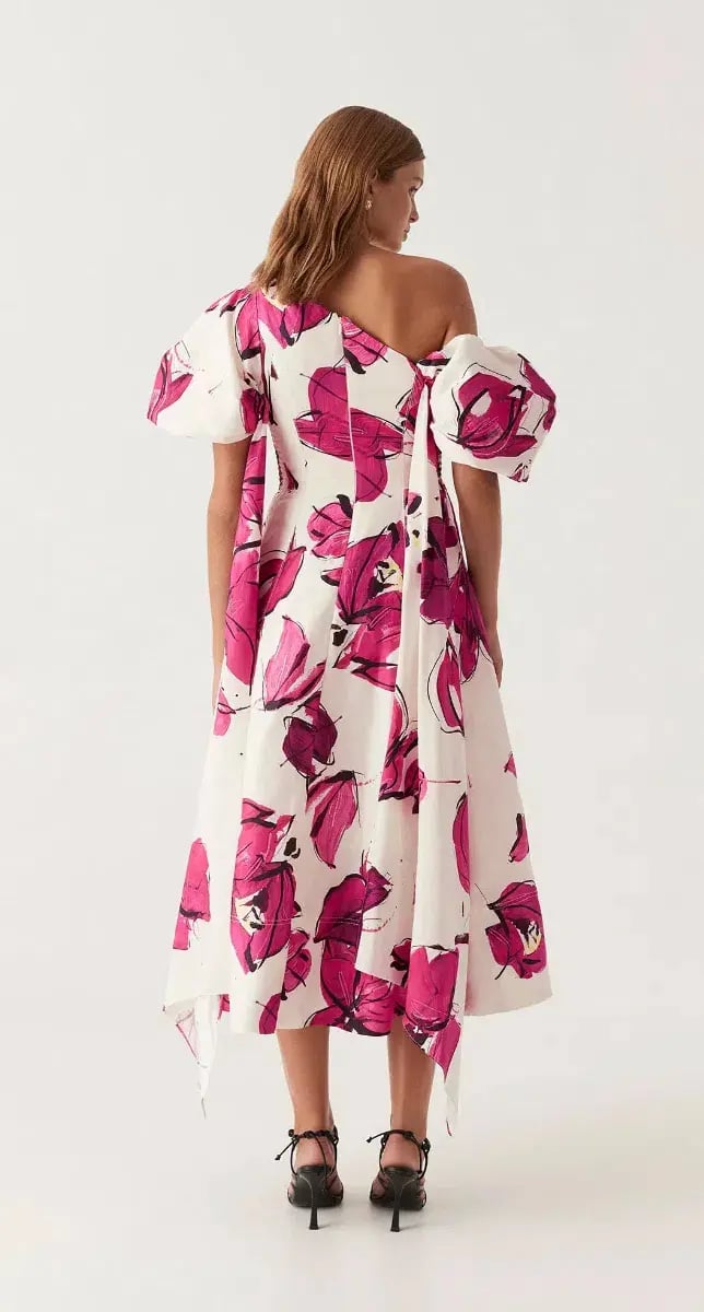 Aje Arista Tulip Sleeve Midi Dress Floral Size 6 photo 3
