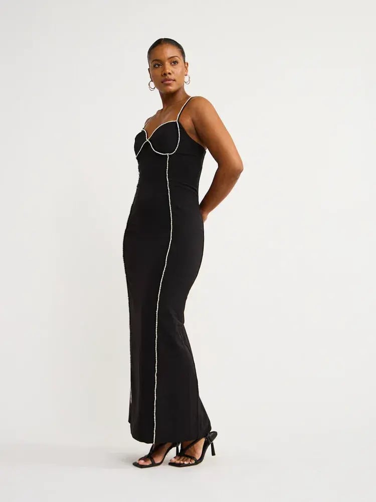 By Johnny Femmina Diamond Pipe Midi Dress Black Size 8 photo 7