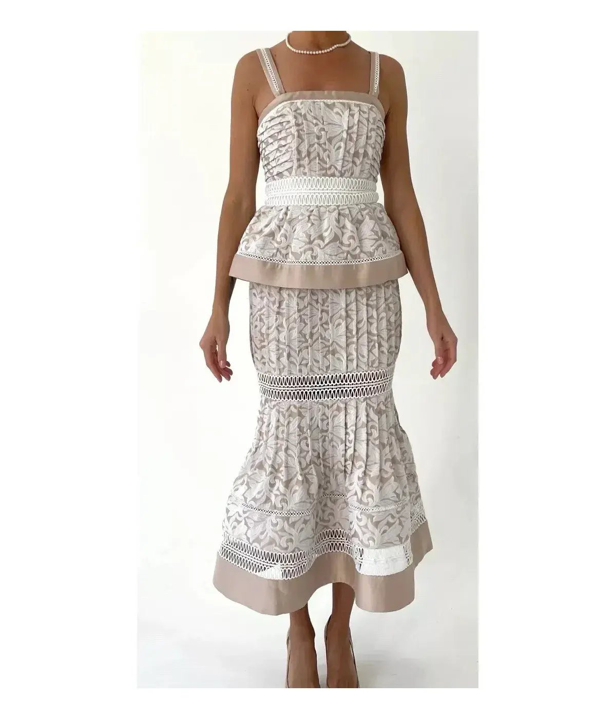 Aje Miramare Midi Dress Oriental Lace Embroidered wedding event Size AU 10 / us 6 photo 2