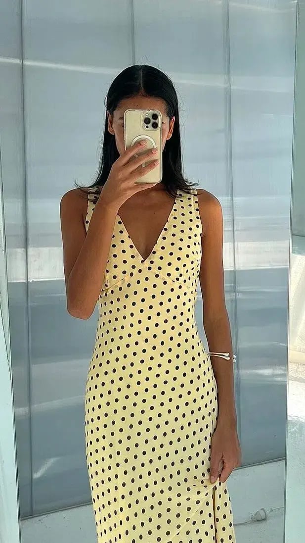 Ownley Tulip Midi Dress Butter Spots Size 8 photo 5