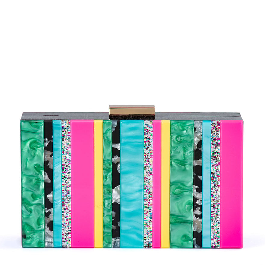 Olga Berg Felicia Striped Acrylic Clutch - Olga Berg photo 2