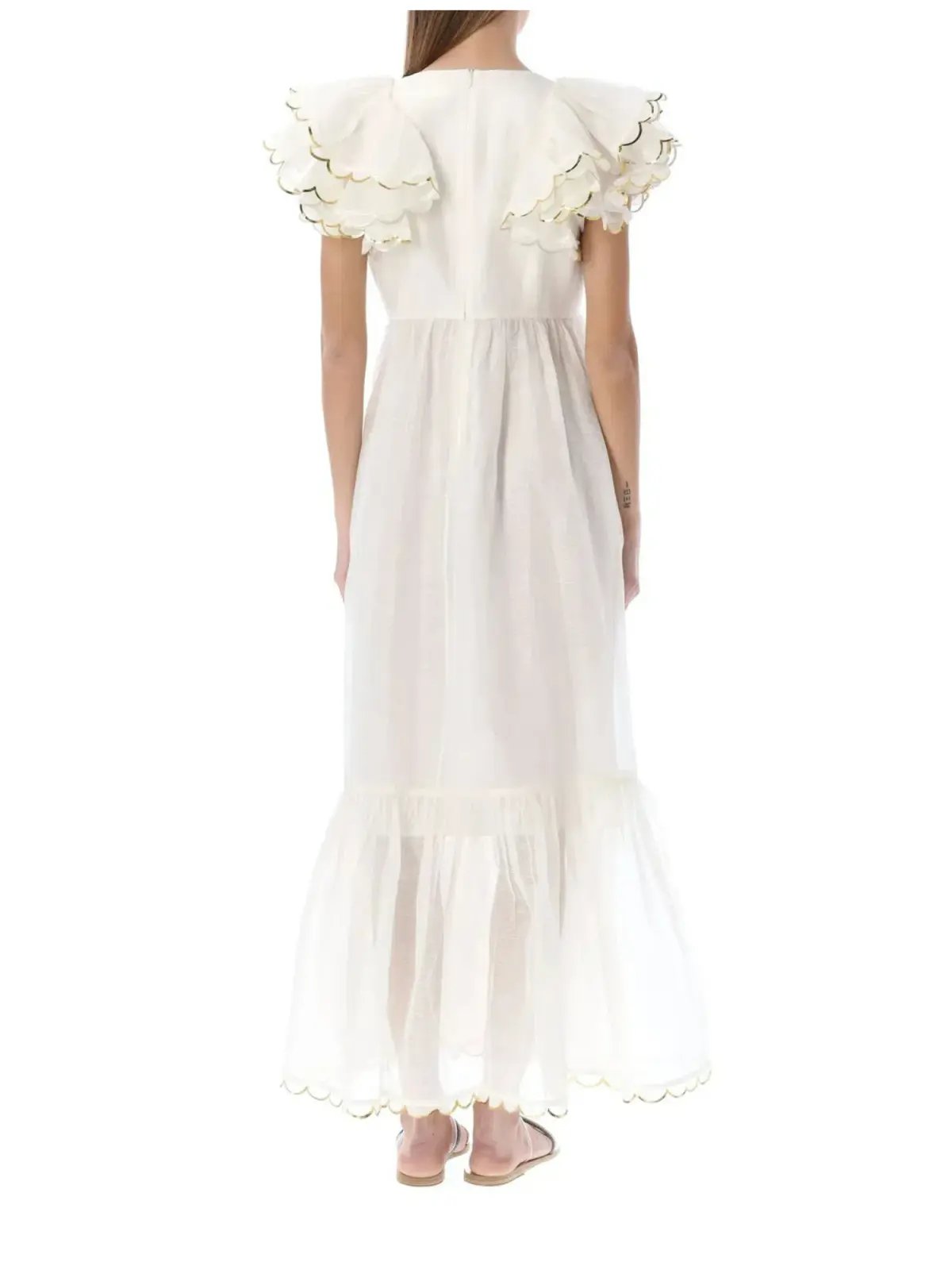Zimmermann Dancer Scalloped Midi Dress Ivory Size 0 / AU 8 photo 2
