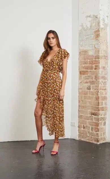 Bec & Bridge Stevie Wrap Midi Dress Floral Size 10 photo 2