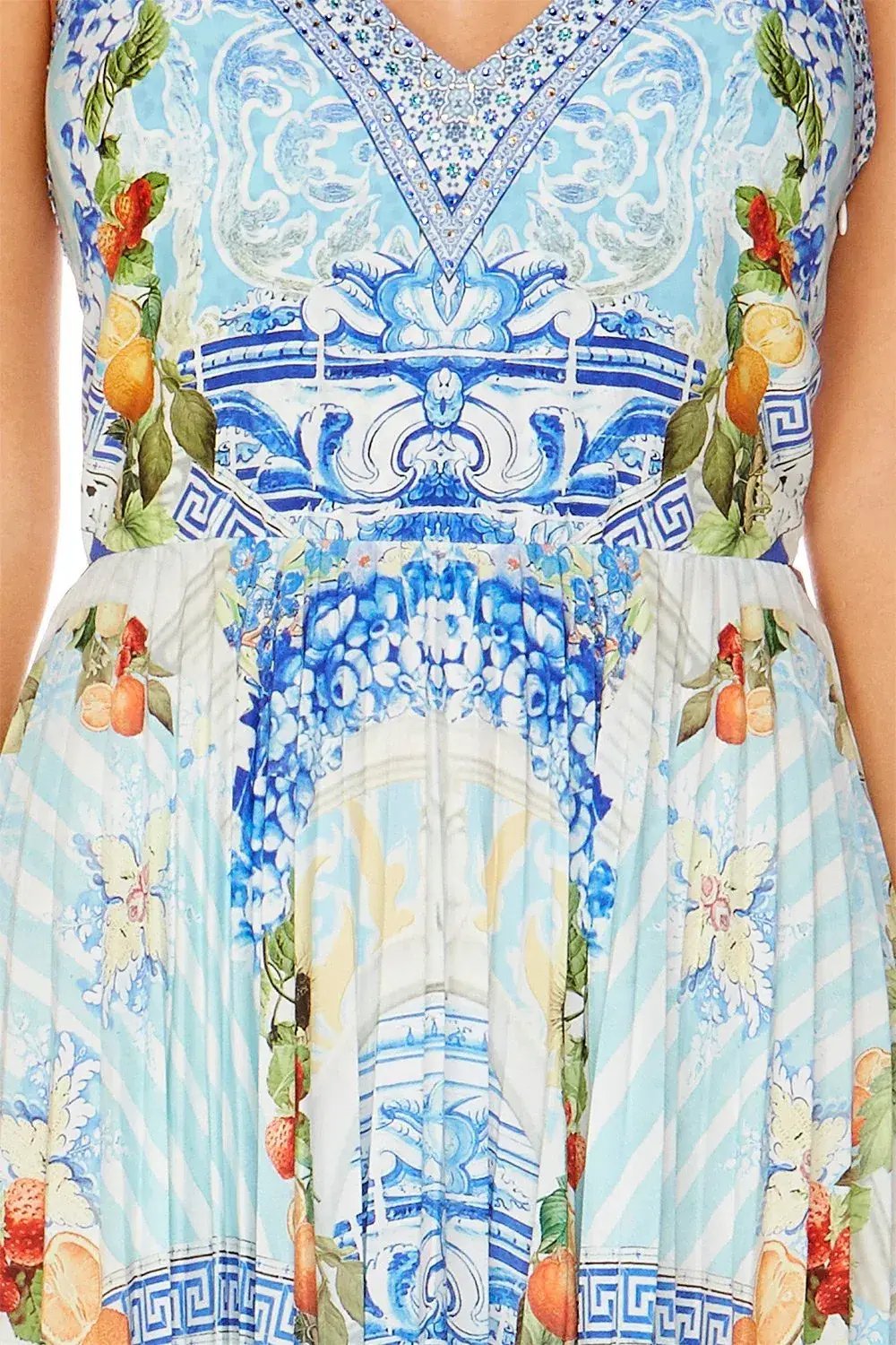 Camilla A Night To Remember Crystal Embellished Printed Blue Silk Maxi Dress Size M / AU 12 photo 7