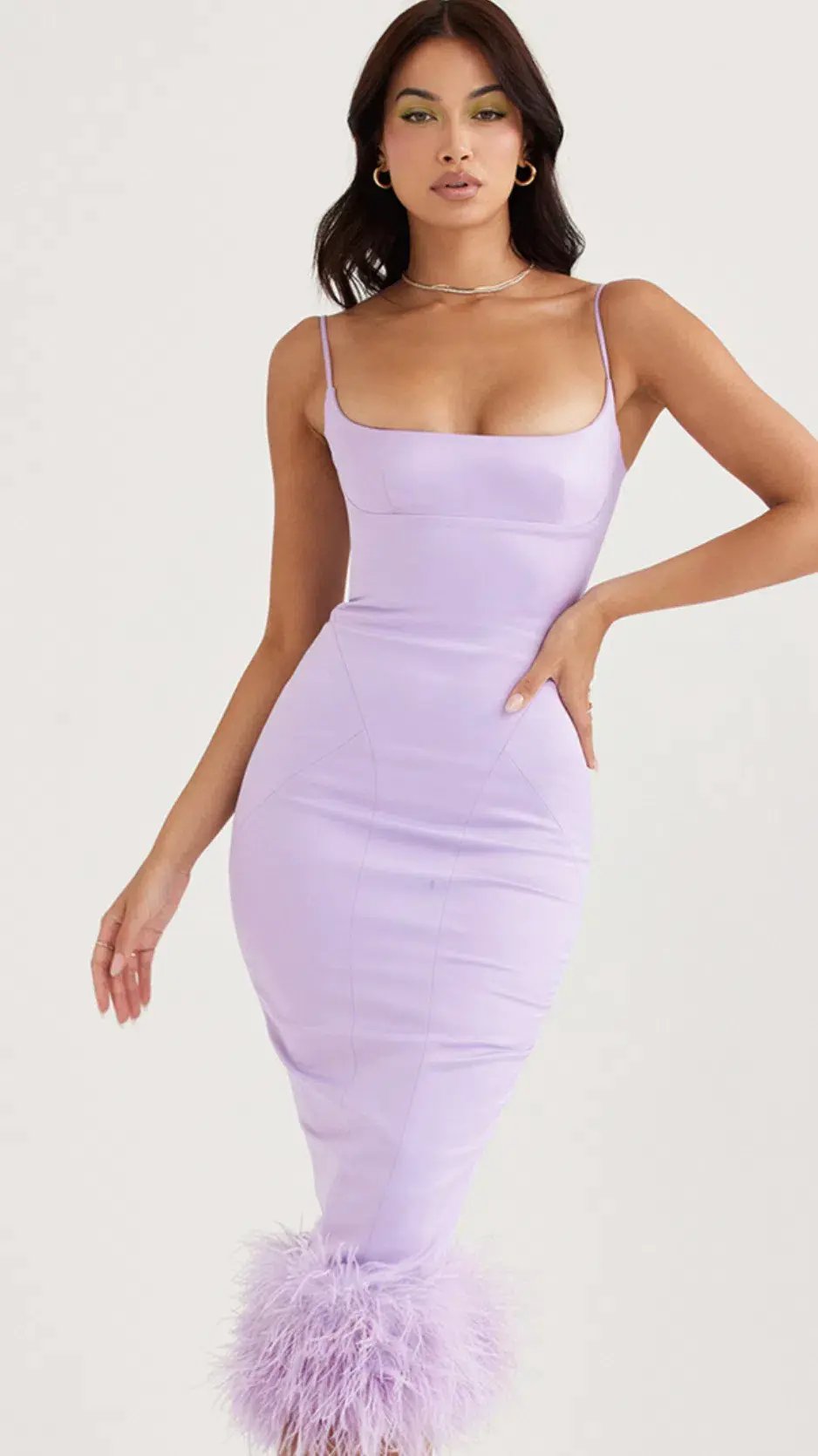 House of CB Helena Satin Midi Dress Orchid Purple Size 6 photo 4
