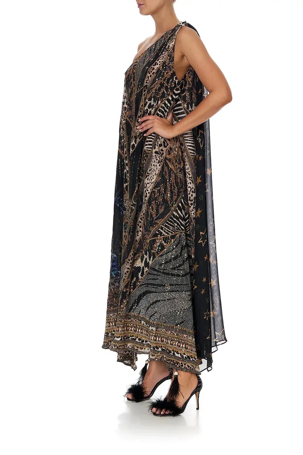 Camilla One Shoulder Long Dress Lady Stardust Print Size 8 photo 2