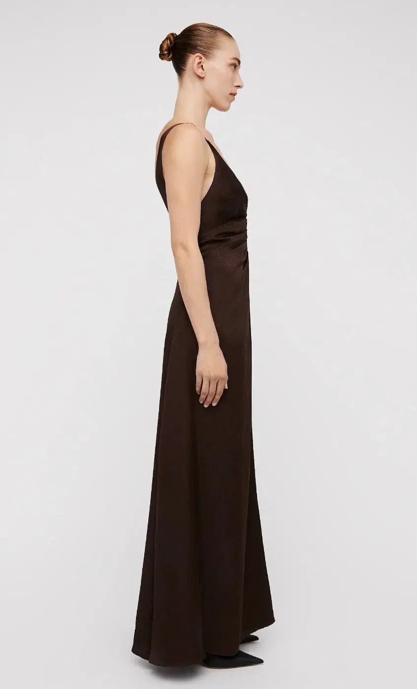 Scanlan Theodore Silk Jacquard Gown Chocolate Brown Size 12 photo 2