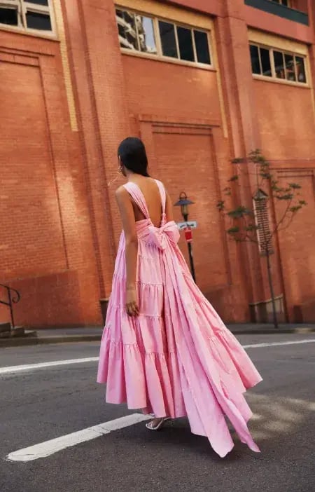 Aje Marguerite Tie Back Maxi Dress Pink Size 12 photo 4
