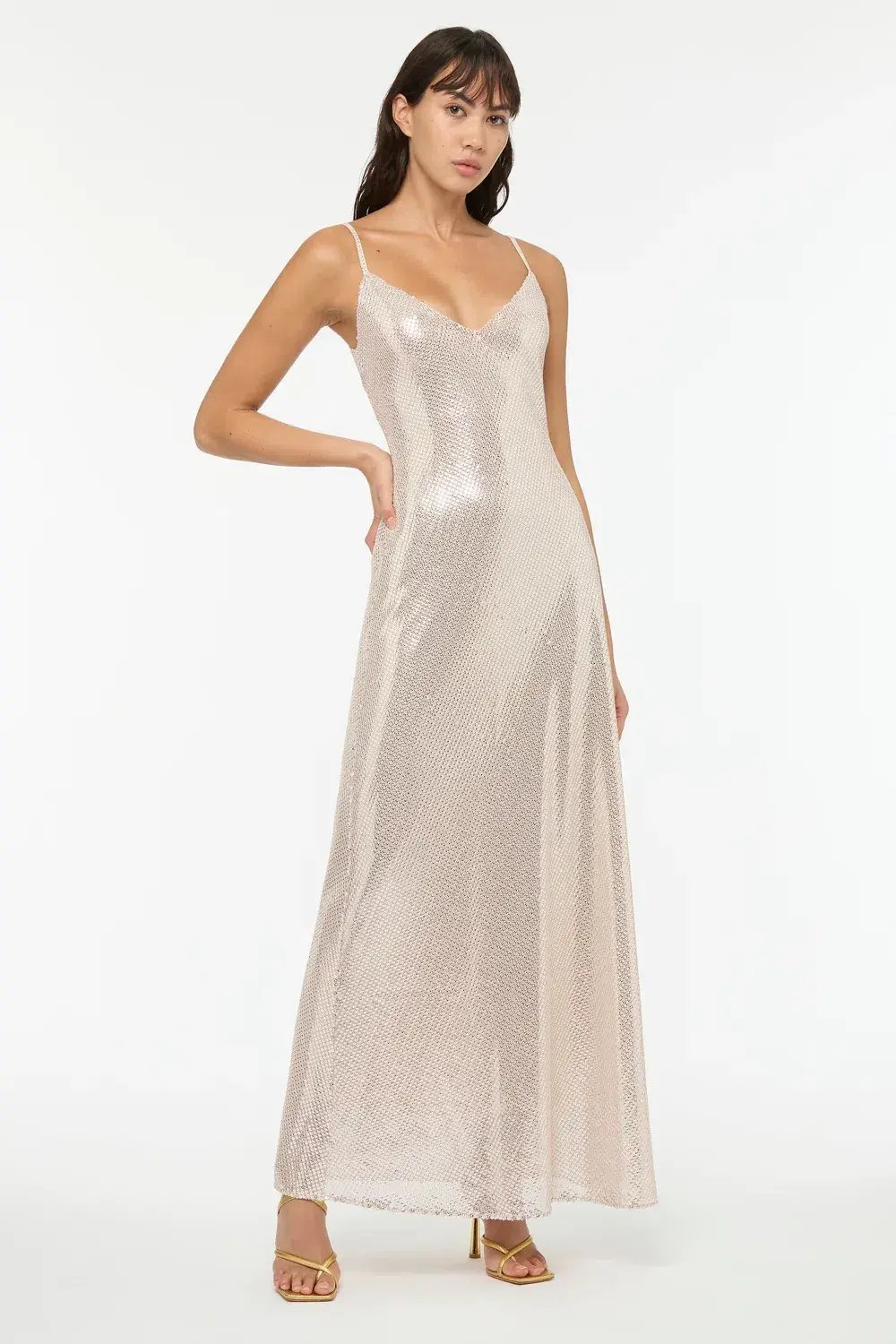 Manning Cartel High Voltage Slip Dress Nude Silver Size 6 photo 2