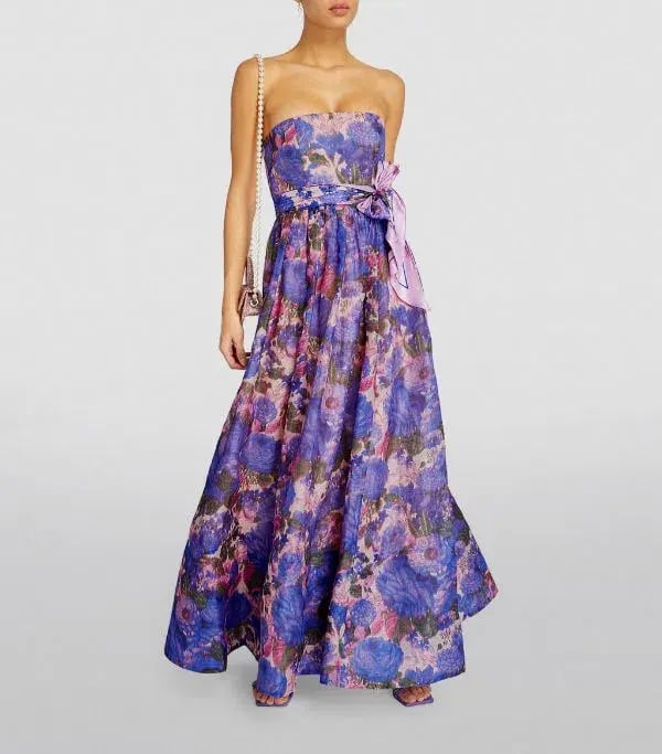 Zimmermann High Tide Strapless Dress Purple Ikat Size 0/Au 8 photo 2