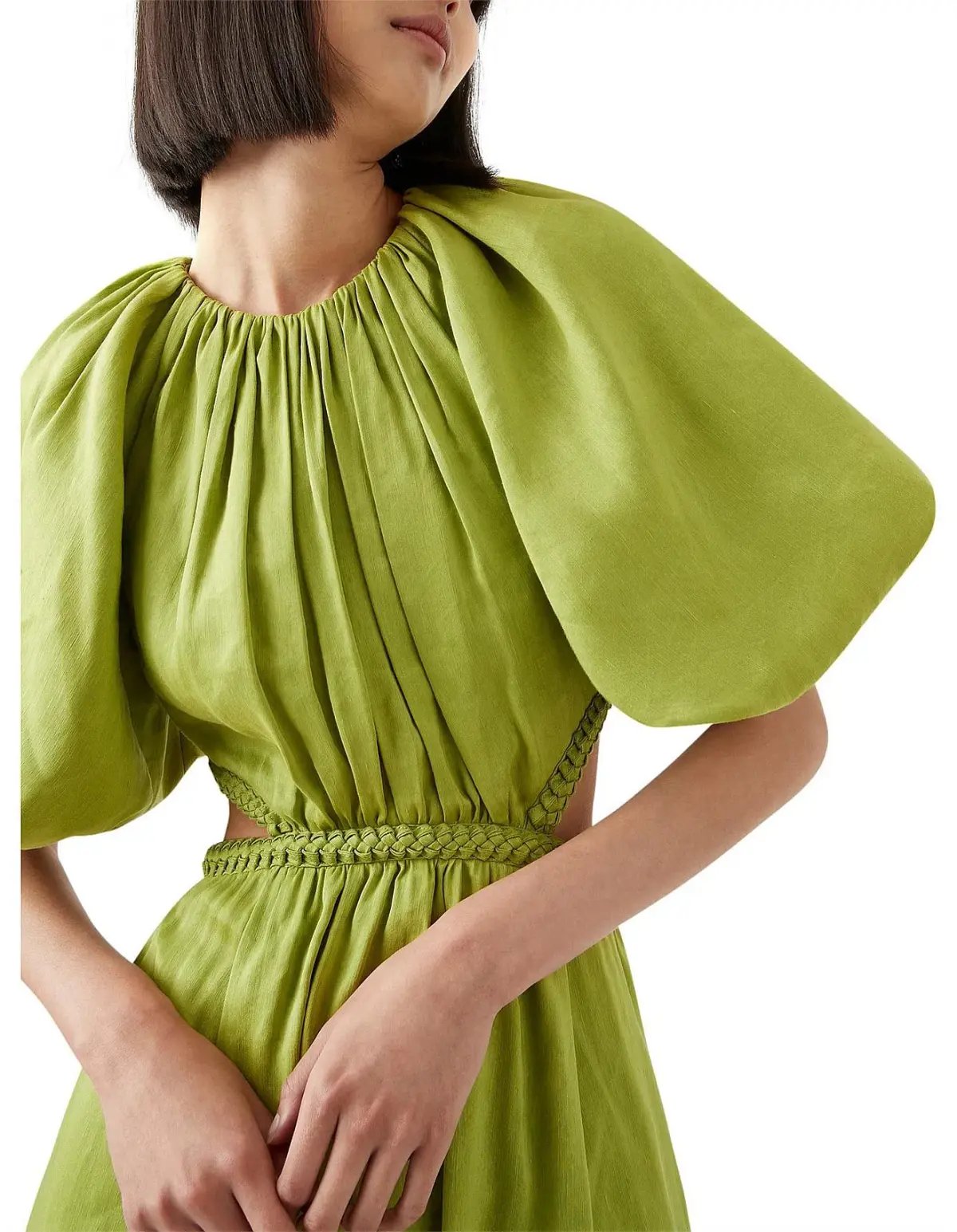 Aje Capucine Puff Sleeve Midi Dress Verdant Green Size M / AU 10 photo 3