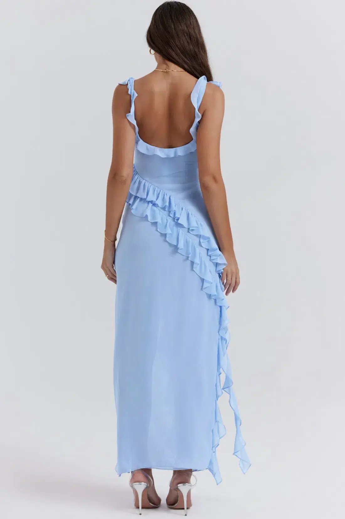 House of CB Ariela Soft Blue Ruffle Maxi Dress Blue Size L / Size AU 12 photo 5