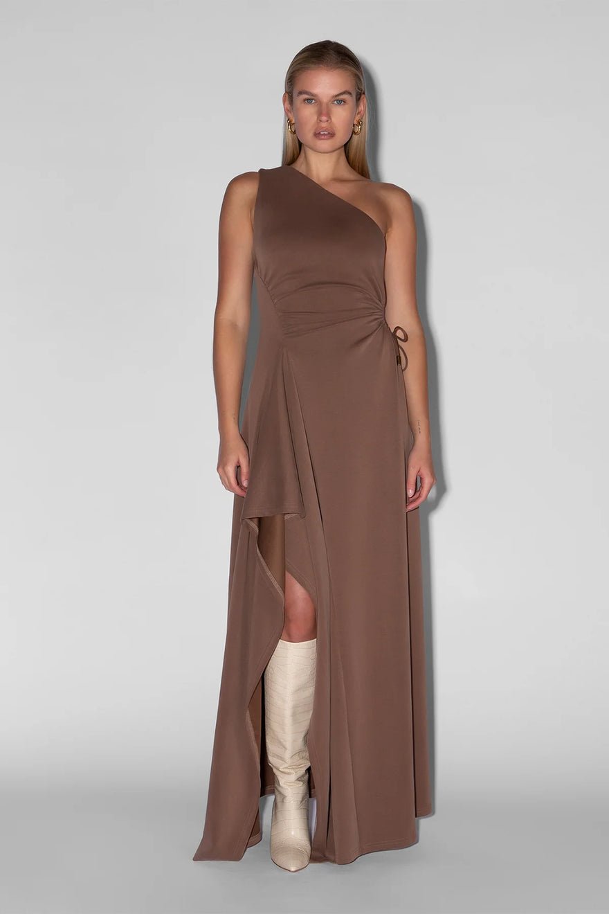 The Wolf Gang Vivi One Shoulder Maxi Dress - Cocoa photo 2