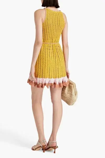 Zimmermann Laurel Ruffled Crochet Cotton Mini Dress Size 1 / AU 10 photo 2