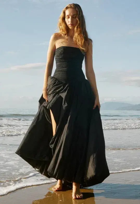 AJE Violette Bubble Hem Maxi Dress Black  Size 10 photo 3