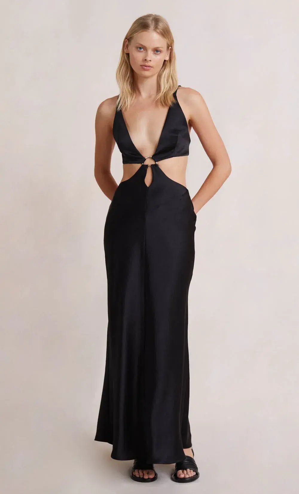 Bec & Bridge Felix V Maxi Dress Black Size 8 photo 4