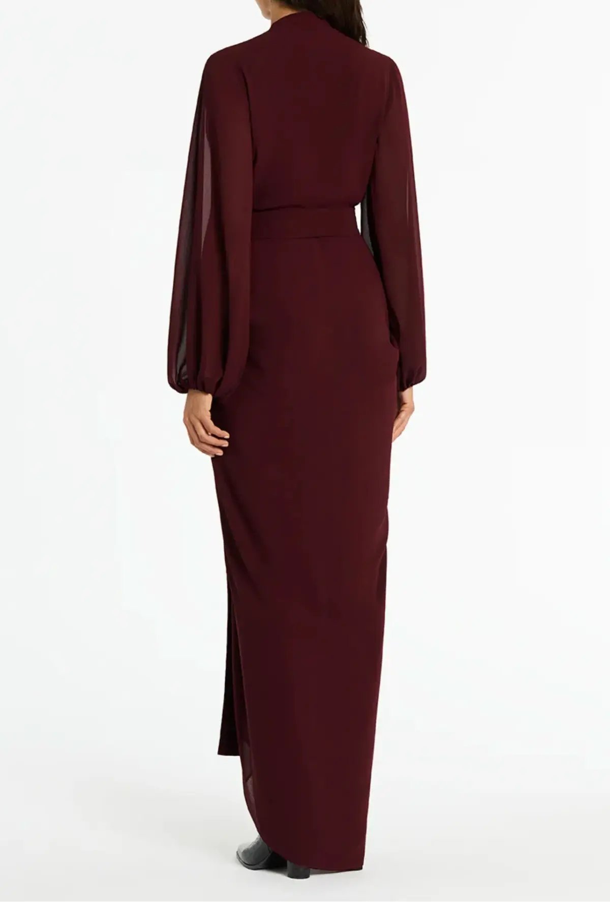 Carla Zampatti Georgette Waterfall Dress in Merlot Size 4 photo 2