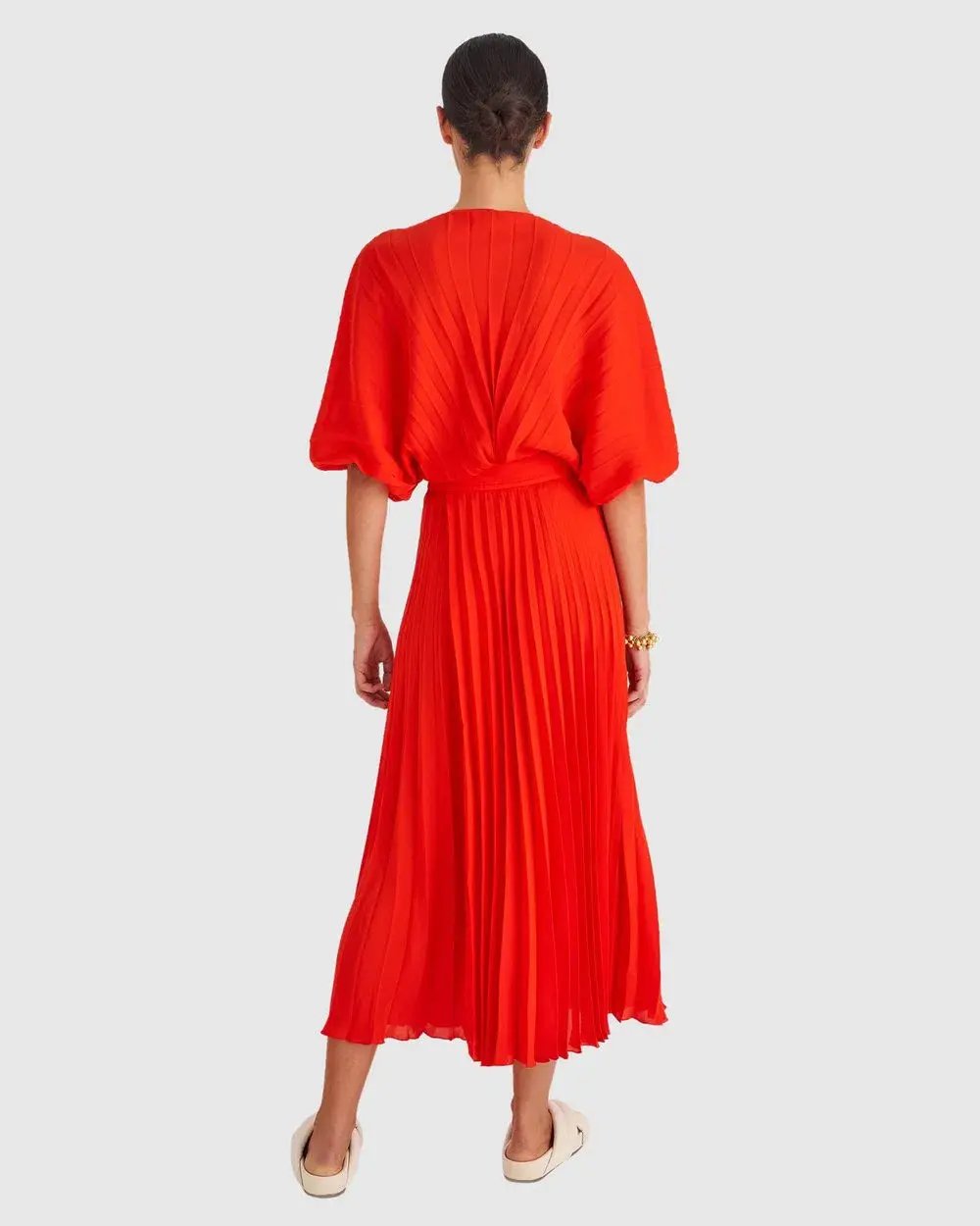 Oroton Pleated Midi Dress Red Size 6 photo 2