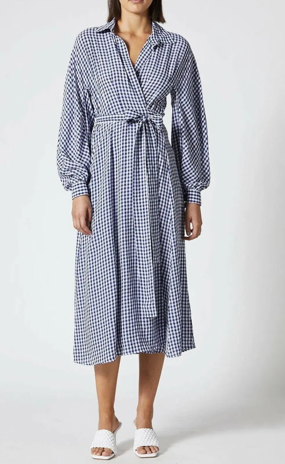 Scanlan Theodore Gingham Wrap Dress Print Size 10 photo 3