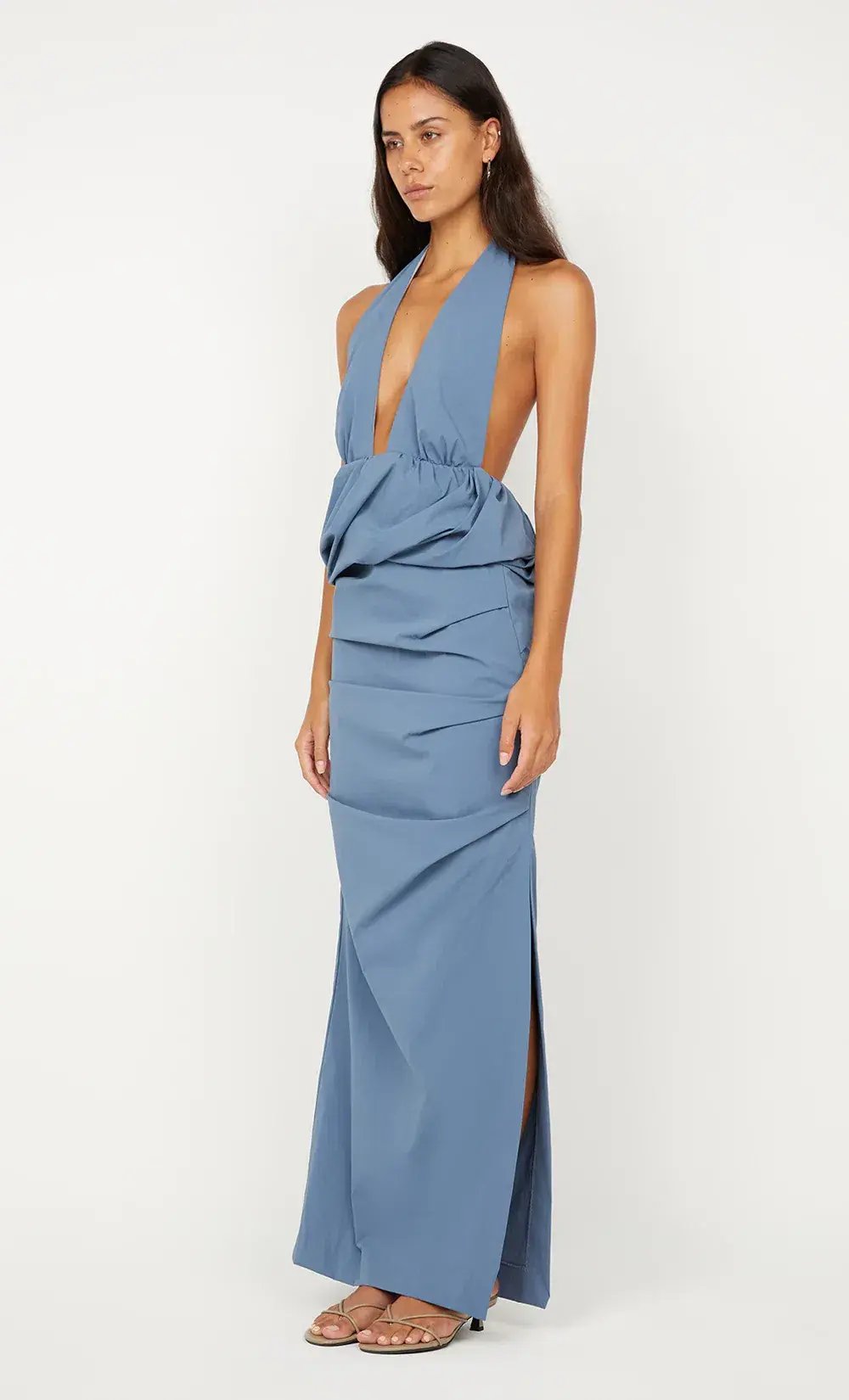 PRISCILLA BUBBLE MAXI DRESS SIZE 6 STEEL BLUE photo 2