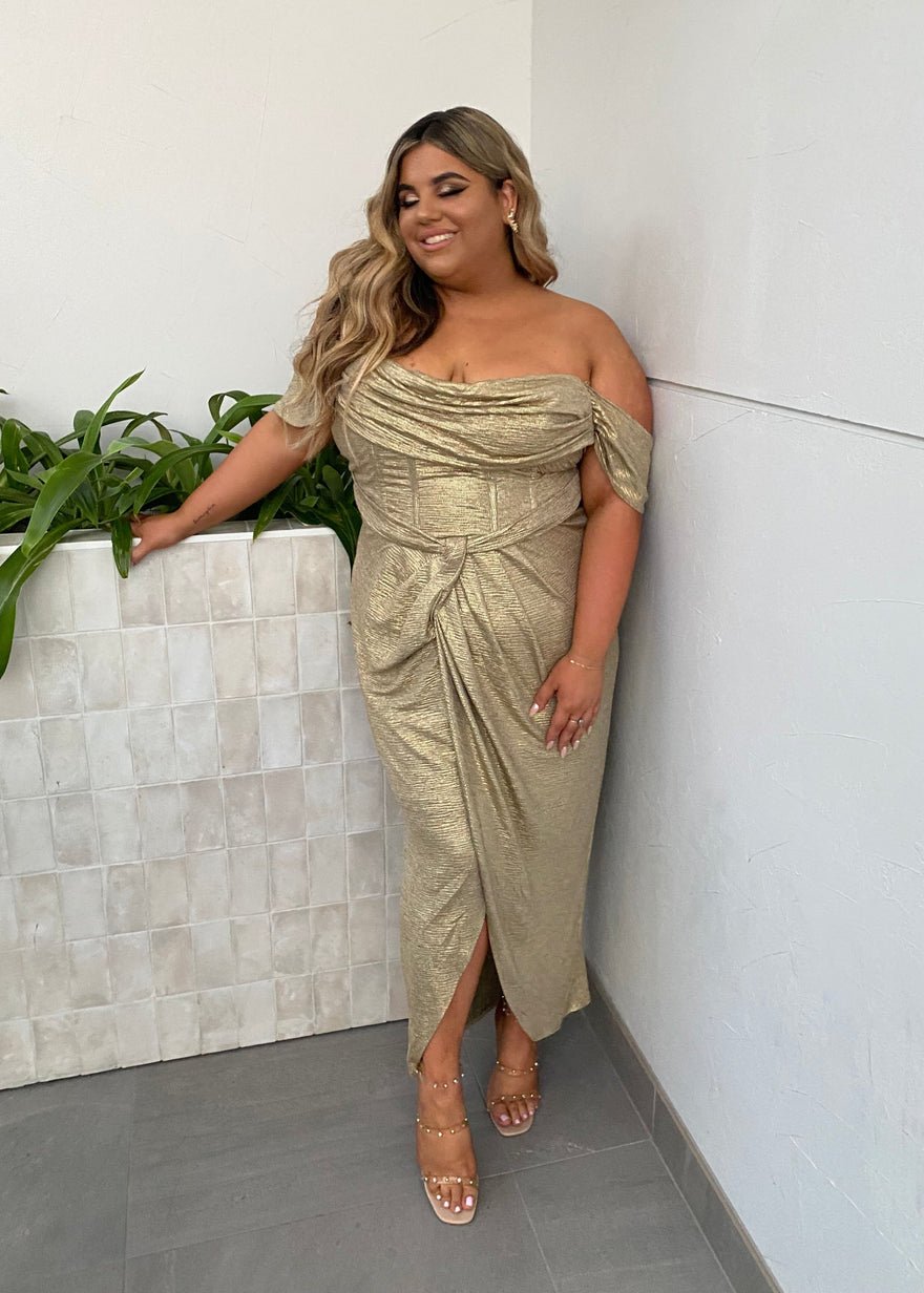 Adri E Midi Dress, Gold photo 3