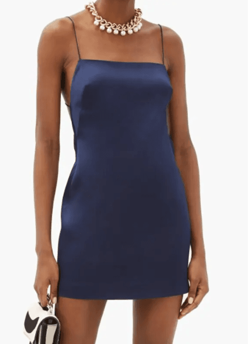 Gauge81 Bima Open Back Satin Mini Dress Blue Size 8 photo 2